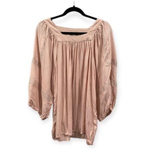 World Market Rayon Square Neck Flowy Blouse Pink Large/XL